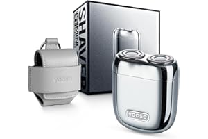 yoose Mini Afeitadora Eléctrica Hombre [IPX7, USB-C] Cuerpo de aleación y Cabezal de afeitado magnético, 7200RPM, Maquina de afeitar hombre, Afeitadora de viaje portátil (Plata)