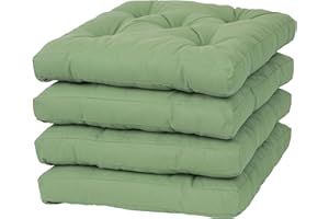 Viste tu hogar Pack of 4 Chair Cushions, 40 x 40 x 5 cm, Three-Dimensional Effect, 100% Polyester, Ideal for Dining Room, Patio, Living Room and Restaurant, Colour Avocado Green