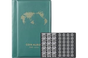 MUSHENJI Coin Album for Collectors,340 Pockets Coin Collection Book Holder Display Storage Case,Collecting Sleeves Organizer Supplies for Coins,Pennies,Quarters,Badges,Green