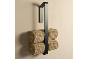 Designfabrik Hamburg | Porta asciugamani adesivo senza forare | Portasalviette bagno moderno | Appendi asciugamani autoadesivo per ospiti | Design minimalista | Nero satinato