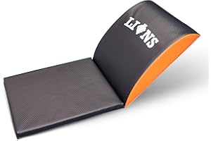 Lions Ab Abdominal Mat with Tailbone Protector Matt, Sit Up Cushion Pad, Provides Lower Back Support, Core Strength Trainer High Density Foam Non Slip Surface, Workout Equipment, Black