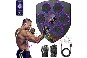 QBIOWER Music Boxing Machine, Smart Music Boxing Machine with 9 Modes/Speed Adjustment, Intelligent Counting, Bluetooth Connection and Boxing Gloves, Musical Boxing Machine Wall Mounted for Kids/Adults
