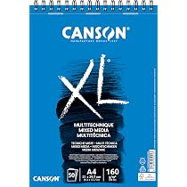 Canson XL Mix Media Spiraalalbum – A4, 50 Vellen, 160 G/m², Gestructureerd En Microgeperforeerd Voor Natte En Droge Technieken