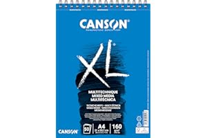 Canson XL Mix Media C31078A034 Spiralalbum, strukturiert, mikroperforiert, A4, 50 Blatt, 160 g, Weiß