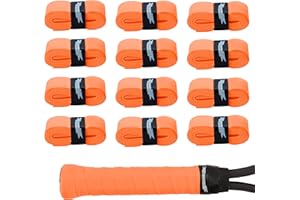 G-Lueck Lot de 12 grips de tennis Talent Grip | 0,50–0,60 mm d'épaisseur | Surgrip pour raquettes de squash et badminton avec bande de fermeture autocollante | Très adhérent, antidérapant