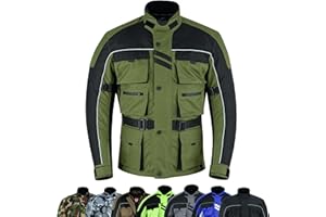 warrior gears 6 Pockets Mens Motorcycle Jacket, Textile Racing Motorbike Jacket, Hi-Vis Biker CE Protective Armored Jackets Mens Waterproof & Mesh Lining Breathable