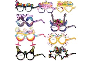 DPKOW Silvester Deko Neujahr Silvesterdeko Bunte Schwarz Gold Silber Silvester Brille Silvester Foto Requisiten,Happy New Year Brille Papier Accessoire für Silvesterparty