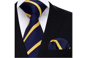 HISDERN Cravate Homme Mariage Cravate à Carreaux/Pied-de-poule et Mouchoir La Cravate des Hommes & Carre de poche Set