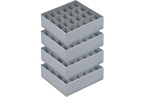 Homsorout 4 Stück Socken Organizer, 24 Zellen Schublade Organizer, Faltbare kleiderschrank Schrank Organizer, Schubladen Ordn