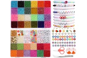 MUYANS 21950 Pezzi Perline per Braccialetti 36 Colori da 3mm/2mm Friendship Bracelet Kit, Perline per Bigiotteria fai da te