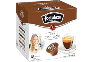CAFÉ FORTALEZA – DESDE 1885 - Café Fortaleza â€“ Cápsulas Compatibles con Dolce Gusto, Sabor Café Cortado, Intenso y Aromático, con un Equilibrio Perfecto, Pack 10x3 - Total 30 cápsulas