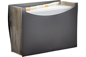 amazon basics Expanding File Folder, Letter Size (Fits A4 Paper) - Black - with 13 pockets