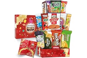 TURKISH MUNCHIES BY MUEKZOIN Midi Süßigkeiten Box mit 13 Snacks | Ähnlich Amerikanische USA Süßigkeiten American Candy Box | Süßigkeiten Aus Aller Welt | Snackbox aus der Türkei | Snacks in Originalgröße in einer Süssigkeiten Box