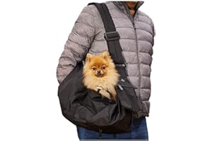 Bella & Balu Tragetasche für Hund und Katze | Leichtes Tragetuch BZW. Hundetasche für kleine Hunde bis zu 7kg für Reisen, zum Spazieren und Gassi Gehen – Pet Carrier Bag in schwarz