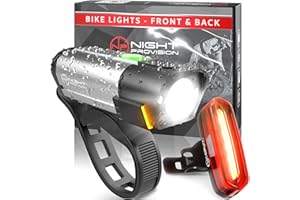 NP NIGHT PROVISION BX-300 USB Rechargeable LED Bike Light Set Front and Back Cycling Safety Lights Best Headlight with New DUO-120 USB Tail Light for Adults Kids Men Women