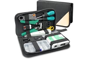Strumenti Kit di Rete Professionali,ELEUTH Pinza Crimpatrice rj45, Manutenzione del Computer Kit LAN Tester del Cavo 12 in 1 Strumenti di Riparazione