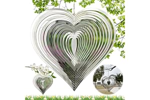 WTpin Carillons à Vent pour Extérieur en Forme de Coeur, Carillon à Vent 3D en Acier Inoxydable, Romantique Jardin Décoration Carillons éoliens, pour Fenêtrede Terrassede Jardin, Extérieur(15x15cm)