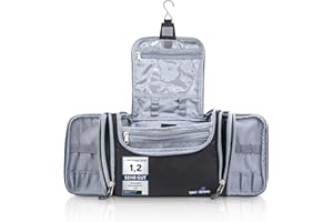 TRAVANDO Trousse de Toilette Hommes Femme Grand Format avec Crochet Maxi - 8,8 L de Volume - Sac de Voyage avec Compartiments - Kit Cosmétiques, Produits Beauté, etc. - Nécessaire Pratique pour