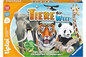 Ravensburger tiptoi Spiel 00171 Tiere der Welt, Erkenne die Tiere anhand ihrer Eigenschaften, Lernspiel für 1-4 Kinder von 4-8 Jahren