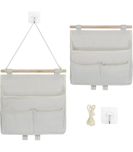 4 stuks hangtassen, katoenen linnen, aan de muur, hangend, opvouwbare opbergmanden