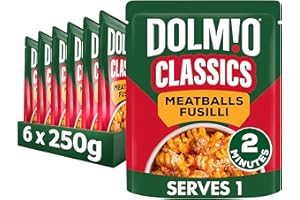 Dolmio Classics Meatballs Fusilli ready in 2 minutes Pasta Ready Meal serves 1 multipack 6x 250g