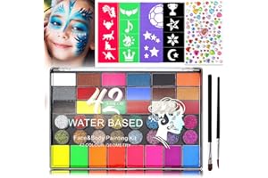 UZSUZZ Peinture Corporelle, 42 Couleurs Palette de Tatouage de Peinture à I'huile, Peinture pour le Visage, Kit Palette de Maquillage Enfants, pour Halloween, Noël, Carnaval, Soirées à Thème