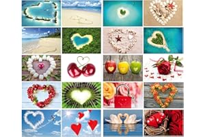 Edition Colibri Set de cartes postales Amour, Mariage et Cœurs, 20 cartes DIN A 6 (14,8 x 10,5 cm) avec coeurs, tous motifs différents (10794-10817)