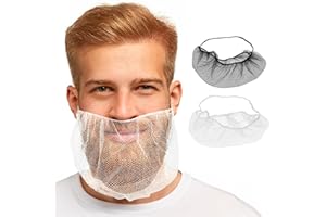 AMZ Medical Supply White Disposable Beard Nets for Men Food Service Disposable, 19 x 9 Inch. 100 Pack Nylon Disposable Beard Covers Nets for Cooking with Single Loop. Kitchen Beard Guards Food Service