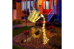 TAOYIO Solar Gartendeko Gießkannen Lichter - Solarleuchten Outdoor-Gartenornamente wasserdichte große Gartenstatuen Retro-Kupferdekorationen für die Heimterrasse mit 35 "Hirtenhaken