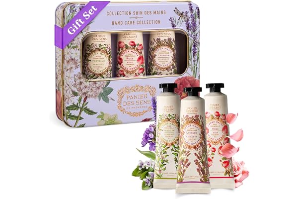Panier des Sens - Coffret Cadeau Femme - Trio Creme Main Hydratante Lavande, Rose & Verveine - Idée Cadeau Femme Made in France - Coffret - 97% d'Ingrédients Naturels - 3x30ml