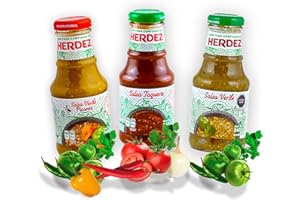 ‎MEXHAUS HERDEZ Soßen Set - Salsa Verde, Salsa Taquera und Salsa Verde scharf je 240 g - Grüne Soße und Taquera Sauce Probierset (Pack von 3)