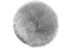 Teppich Wölkchen Schaffell Lammfell Imitat, Fell Rund, Fellteppich Rund, Kunstfell Teppich - Fell Sitzkissen Stuhlkissen Rund, Fell für Stühle, Kunstfell Stuhlauflage - Grau - Rund 30cm
