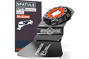 Presch Accessoires Outil Multifonction Grattoir 52mm - Spatule Starlock pour mortier et colle - Changement sans outil - Corps en acier au carbone robuste - Enlèvement rapide et précis