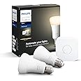 Philips Lighting Hue White Starter Kit con 2 Lampadine E27, Bluetooh, Controllo Vocale Luce Bianca Calda Dimmerabile + 1 Brid