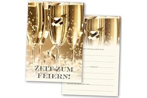 Absolutely Yours Party-Einladungen Packung mit 36 Stück. Champagner-Design-Einladung mit Umschlägen. 120 x 172 mm. Lieferung in wiederverwendbaren Kartons.