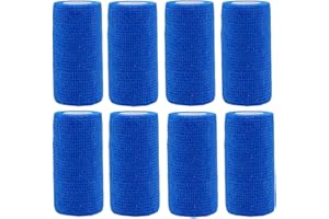 NELLHOMY 8 Rolls Self Adhesive Bandage Warp 4 inch Self Adherent Cohesive Bandages, 10cm x 4.5m Elastic Breathable Self Adhesive Bandage for Finger, Sports and Stretch Athletic,Pet Vet Wrap for Horse