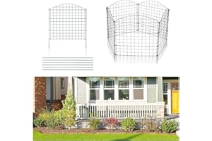 Yakimz Valla para estanque de jardín, juego de 33 piezas, valla de camping, valla para estanque, cercado al aire libre, 15 elementos de valla, 18 barras de fijación (arco superior)