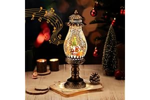 Auniq Lanterna del Globo di Neve di Natale con musica, 12.6in LED lanterna di Neve Lanterna ad Acqua Glitterata Lanterne Natalizie per Interno alimentata tramite USB e batteria Decorazioni di Natale