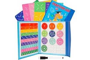 Lukinuo Fraction Calculation Material Magnetic Book Fraction Puzzle for Children Fractional Calculation Montessori Material Multicoloured Fraction Calculation Learning Fractional Calculation for