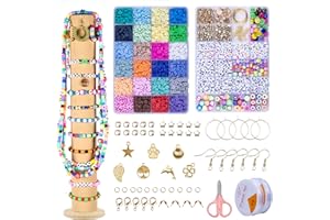 YOVOCA Perline per Braccialetti, 5620 Pezzi Kit Perline 24 Colori Clay Beads Set per Bambini Adulti Perline di Argilla per Creazione Bracciale Collana Gioielli Fai da Te