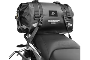 Rhinowalk Sacoche arrière pour moto, sac sec étanche et sac de voyage pour moto avec grand espace de rangement pour camping, navigation de plaisance, vélo, 20L - Noir