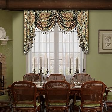 ALIGOGO Lot de 3 rideaux de cuisine et cantonnières en dentelle florale