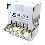 Smart-Planet® Kaarsen Ambiente - 125-delige set in dispenser doos - theelichtjes met lange brandduur - theelichten wit in tra