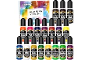 SIGWONG Epoxy Resin Pigment - 18 Colour Liquid Colorant, Highly Concentrated UV Resin Dye for DIY Jewelry Making, Paint and Craft - 10ml Each