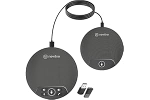 N NEWLINE NewlineWork Altoparlante per Conferenze a doppia cascata Bluetooth USB con 4 Microfono, Riduzione del Rumore 2 rimovibile Altoparlante Conferenza con Daisy Chain per grandi Riunioni con 10-20 Persone