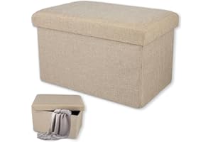 FLEARITZO Sitzhocker mit Stauraum - Faltbare Aufbewahrungstasche Faltbare Gepolsterte kleine Sitzbank 40x25x25 cm Hocker mit Stauraum bis 150 kg belastbar geeignet für Schlafzimmer Wohnzimmer Flur usw (Beige)