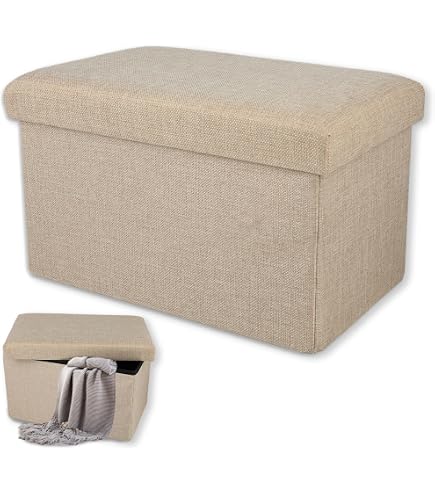 Atmosphera Klappbarer Pouf Benicio Aus Holz – Stylischer Sitzhocker In Weiß/Schwarz Fürs Wohnzimmer