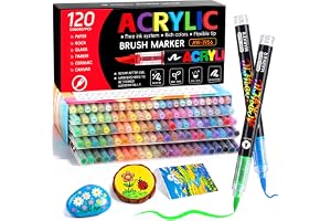 120 Färger Akrylmarkers Brush Pen, Professionellt Marker Set | Flytande Bläcksystem – Jämnt Bläckflöde, Snabbtorkande och Vat