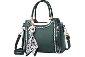 SODOLLEE Bolso Mujer Cinta Bolsa de Mano Elegante Colgante Bolso de Hombro con Asa Superior Cuero PU Señora para Compras Trabajar Desplazarse Verde