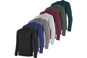 miijoory 4, 5 o 7 Piezas Camisetas Manga Larga Hombre Camiseta Deporte Hombre de Secado Rápido Respirable UV Protección Solar para Gimnasio Running